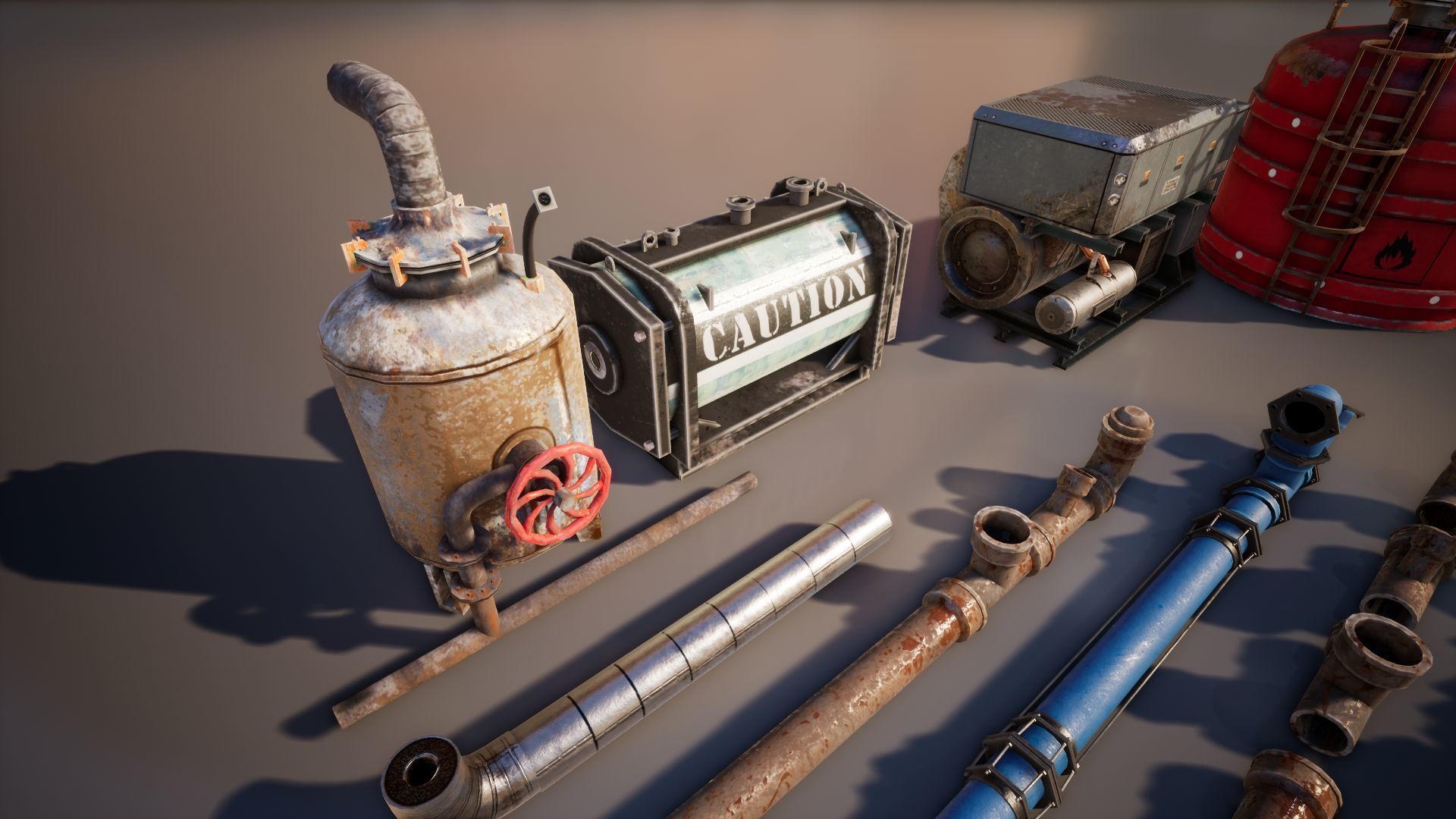 Industrial Props Set Low-poly 3D model_1