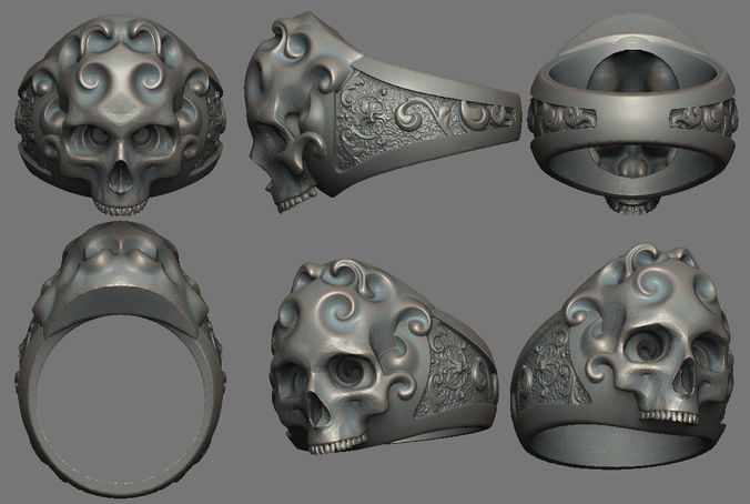 Skull Floral Ring 01 - The Head 3D print model