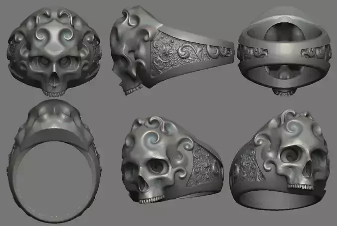 Skull Floral Ring 01 - The Head 3D print model
