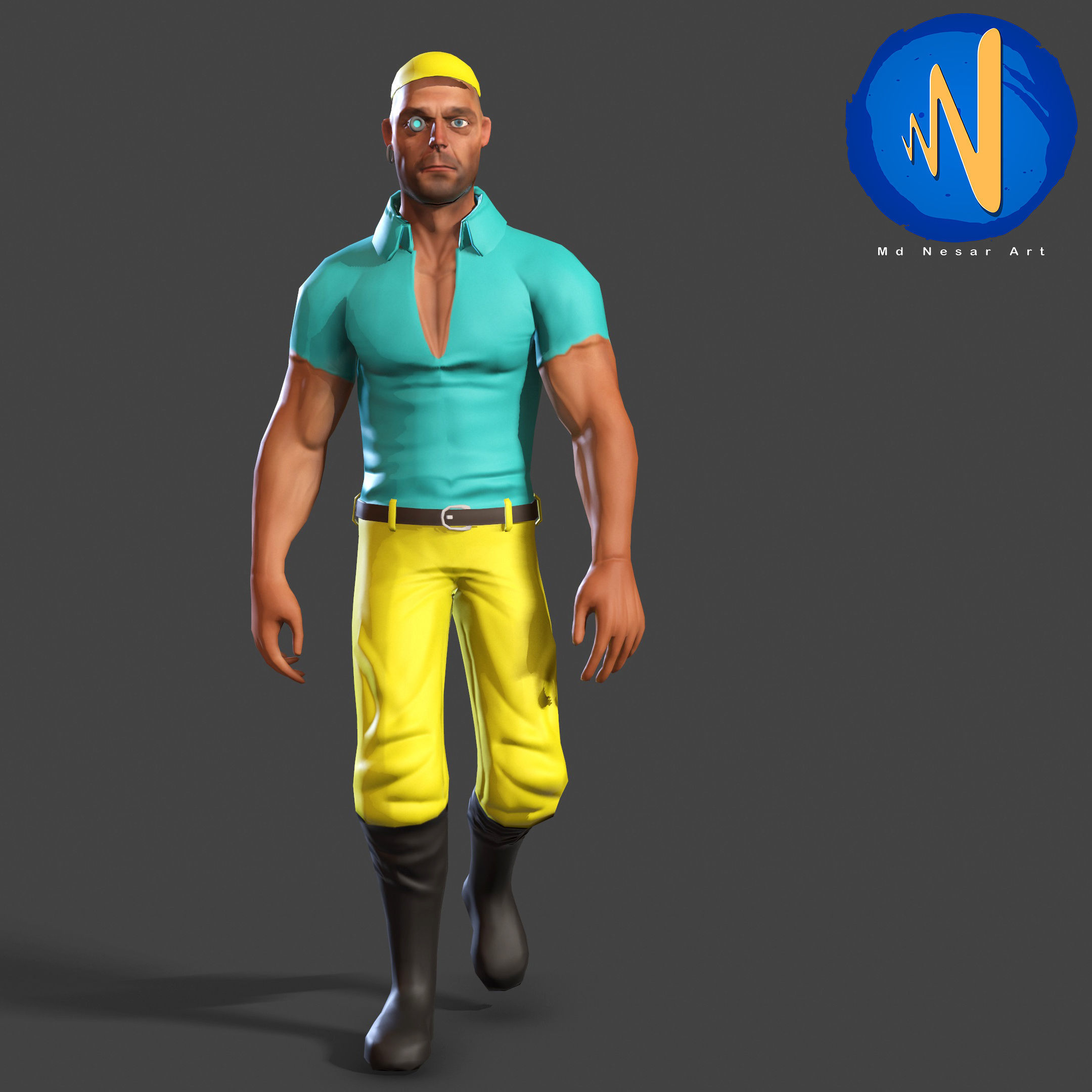 Bad Boy Low poly Rigged Animated Low-poly 3D model_2