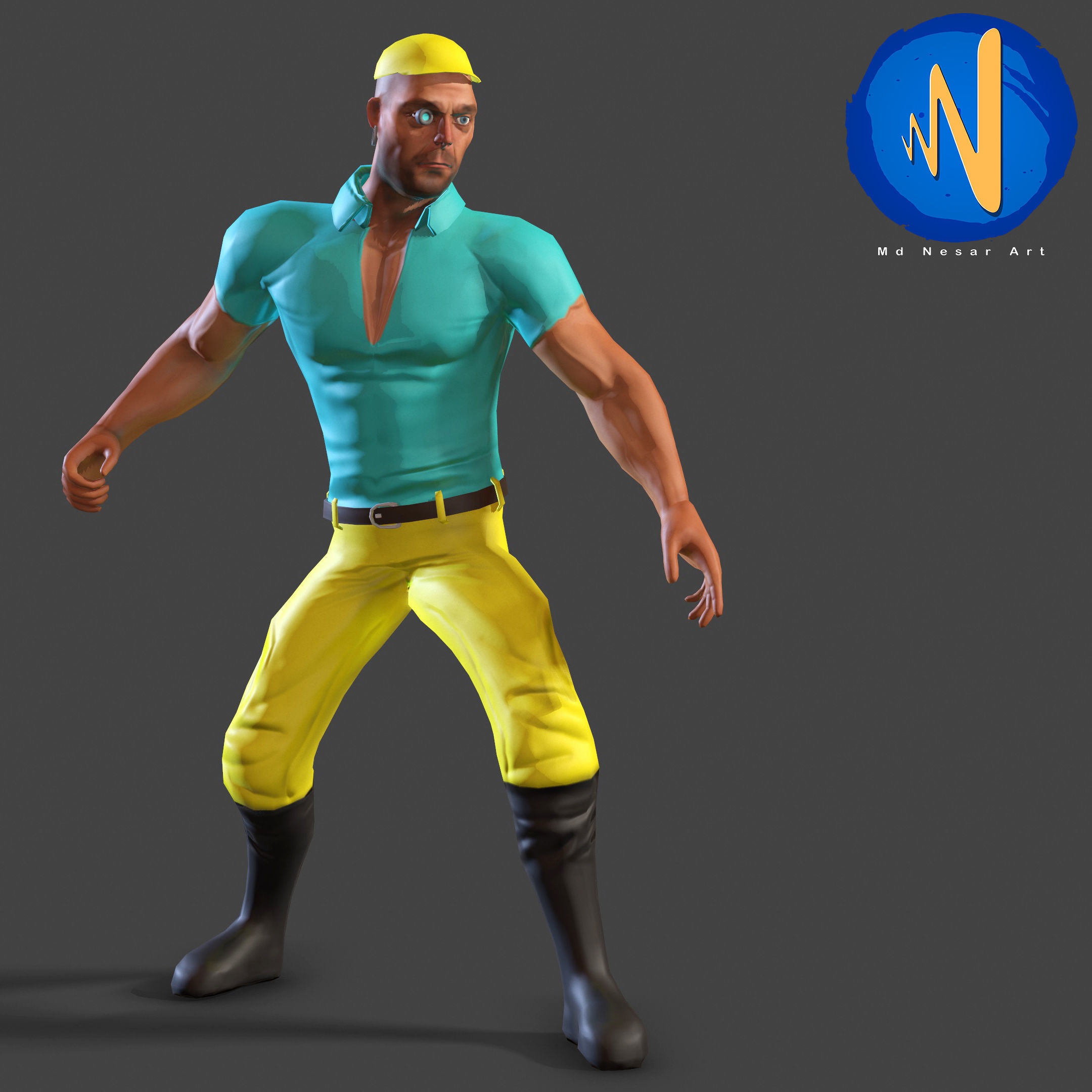 Bad Boy Low poly Rigged Animated Low-poly 3D model_6
