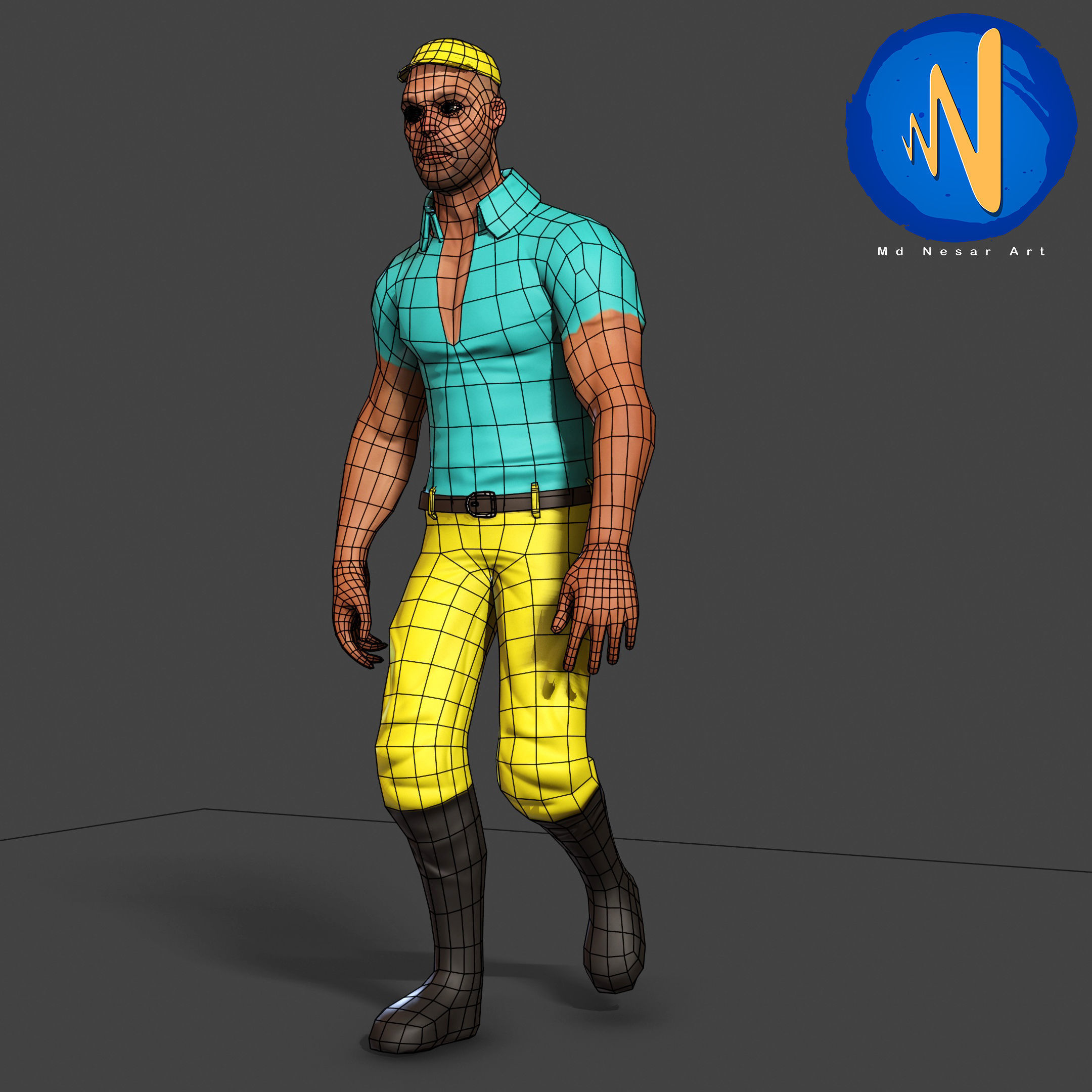 Bad Boy Low poly Rigged Animated Low-poly 3D model_3