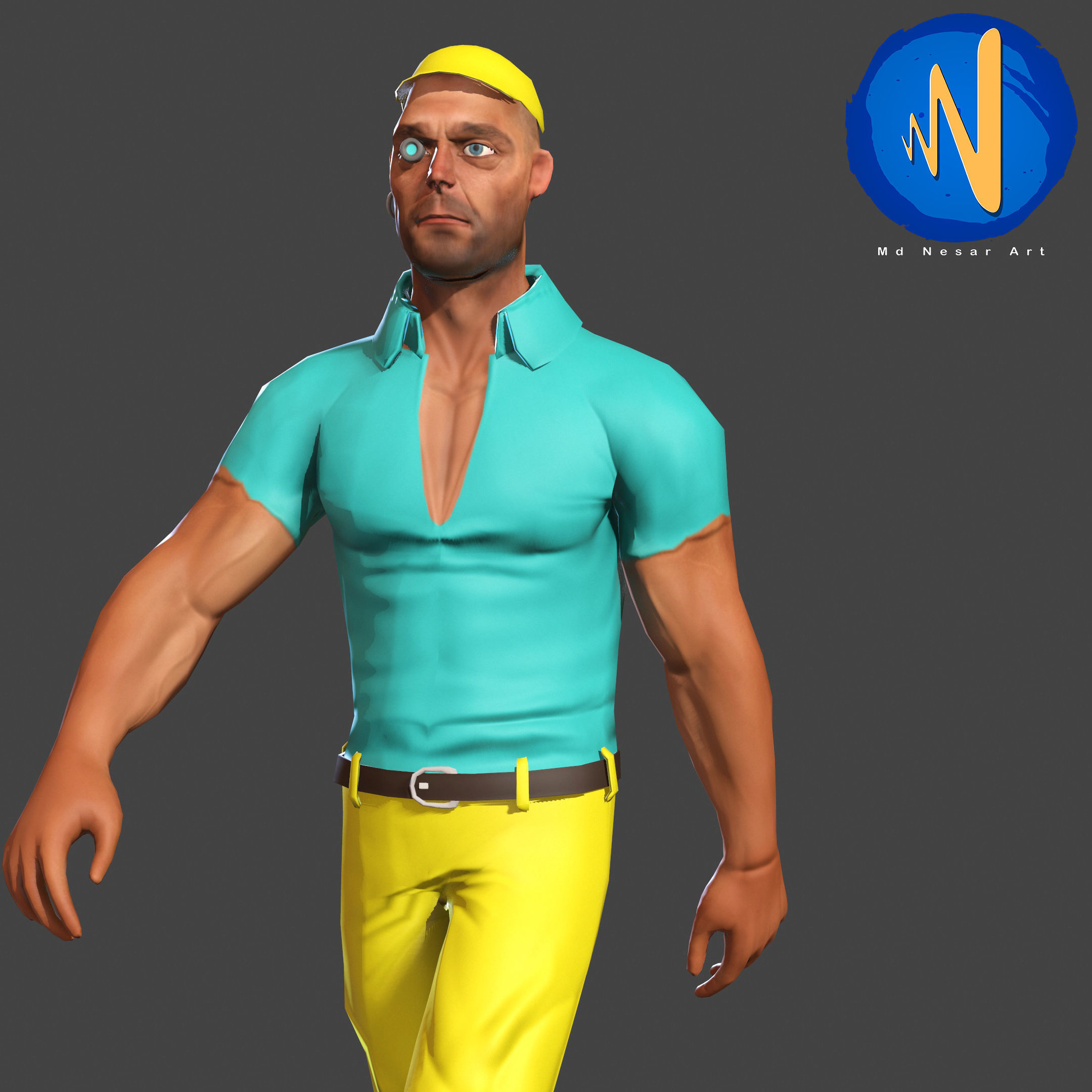 Bad Boy Low poly Rigged Animated Low-poly 3D model_7