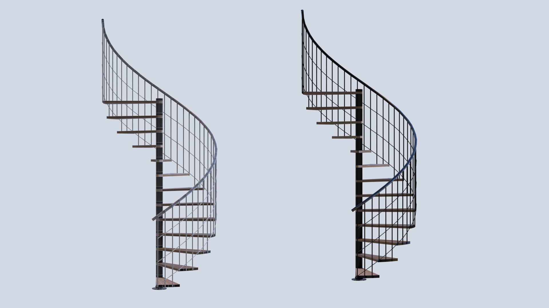 Spiral staircase Low-poly 3D model_1