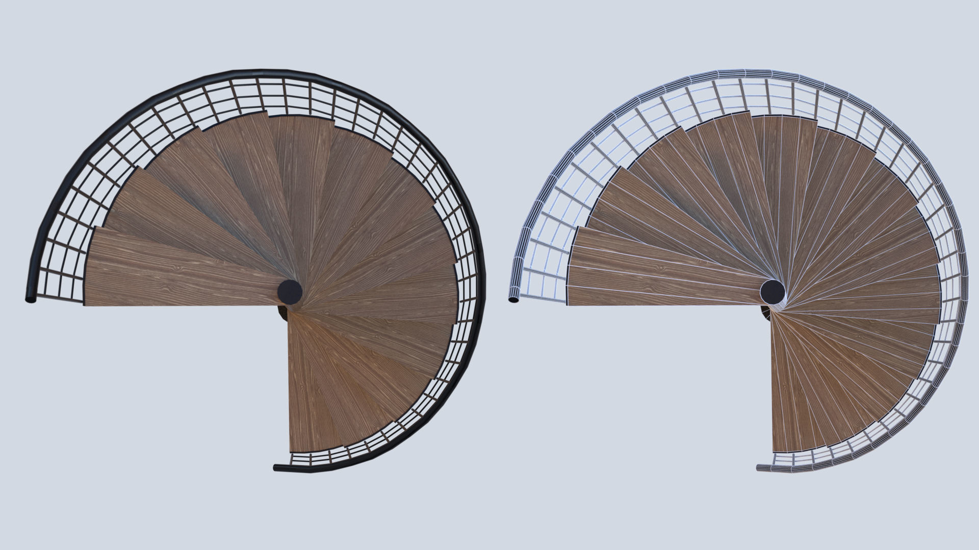 Spiral staircase Low-poly 3D model_4