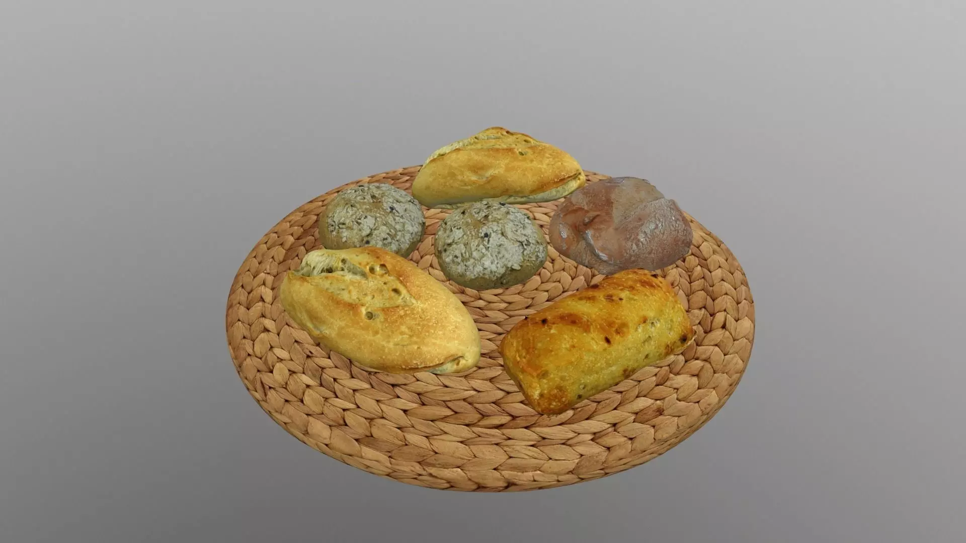 Center Table Bread Composition Low-poly 3D model