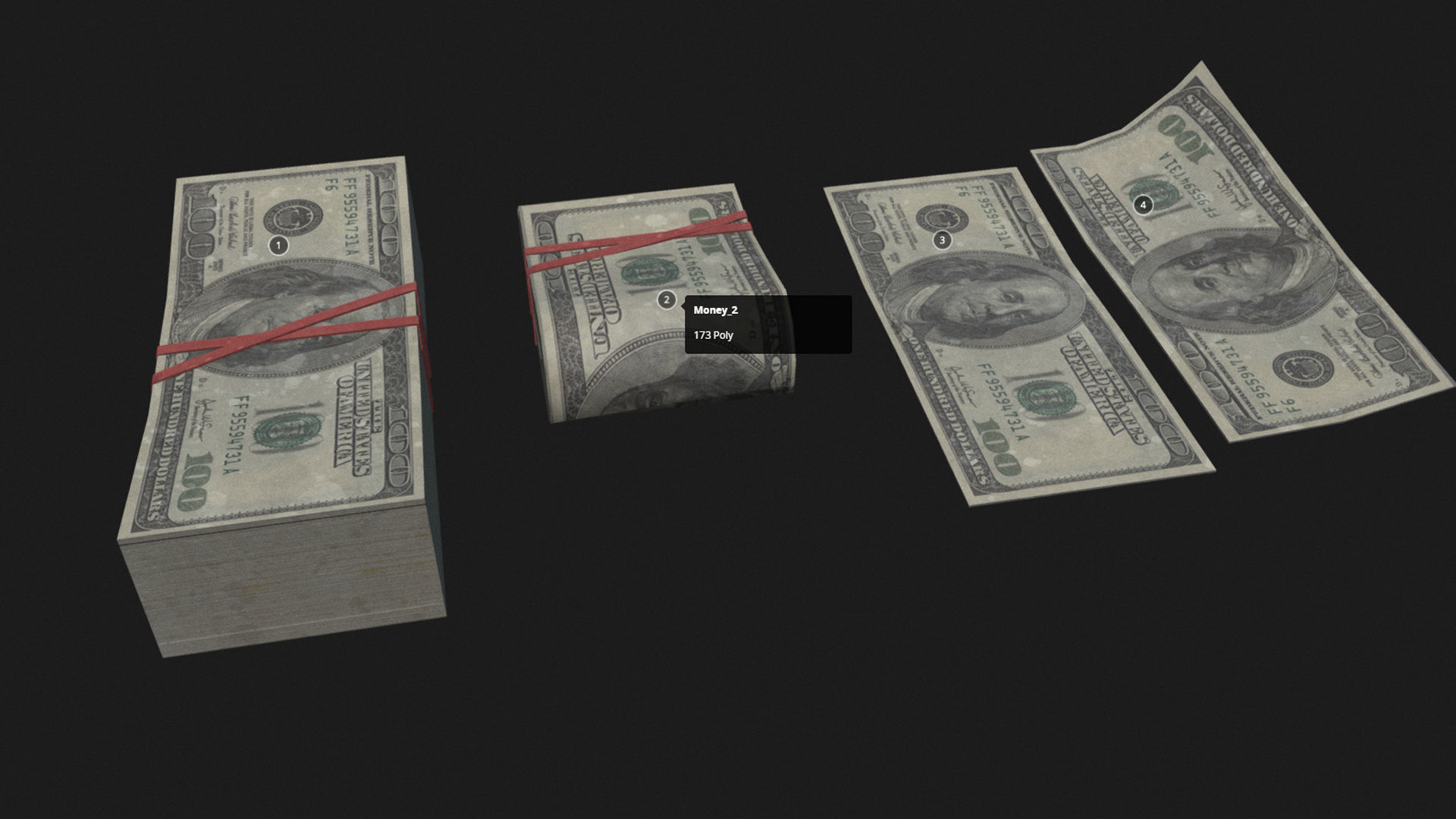 Money USD Pack Low-poly 3D model_4