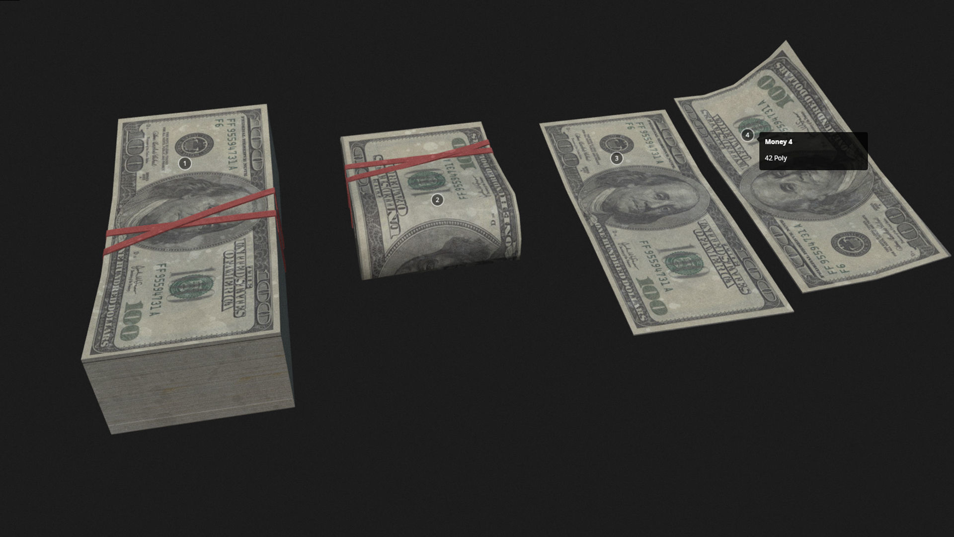 Money USD Pack Low-poly 3D model_3