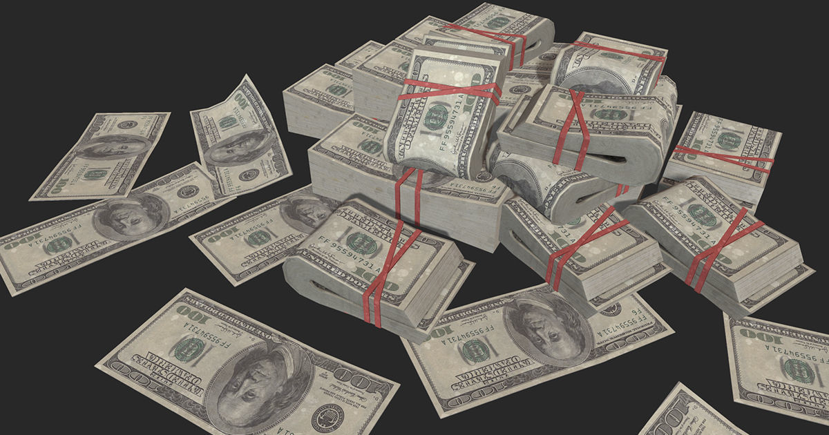Money USD Pack Low-poly 3D model_1