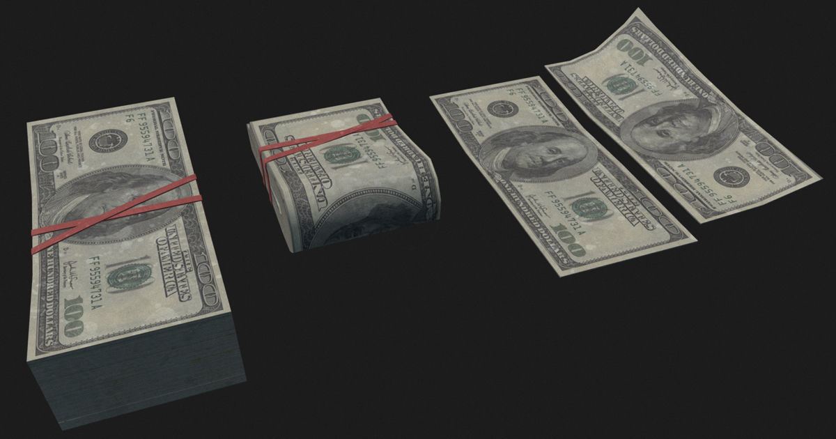 Money USD Pack Low-poly 3D model_5