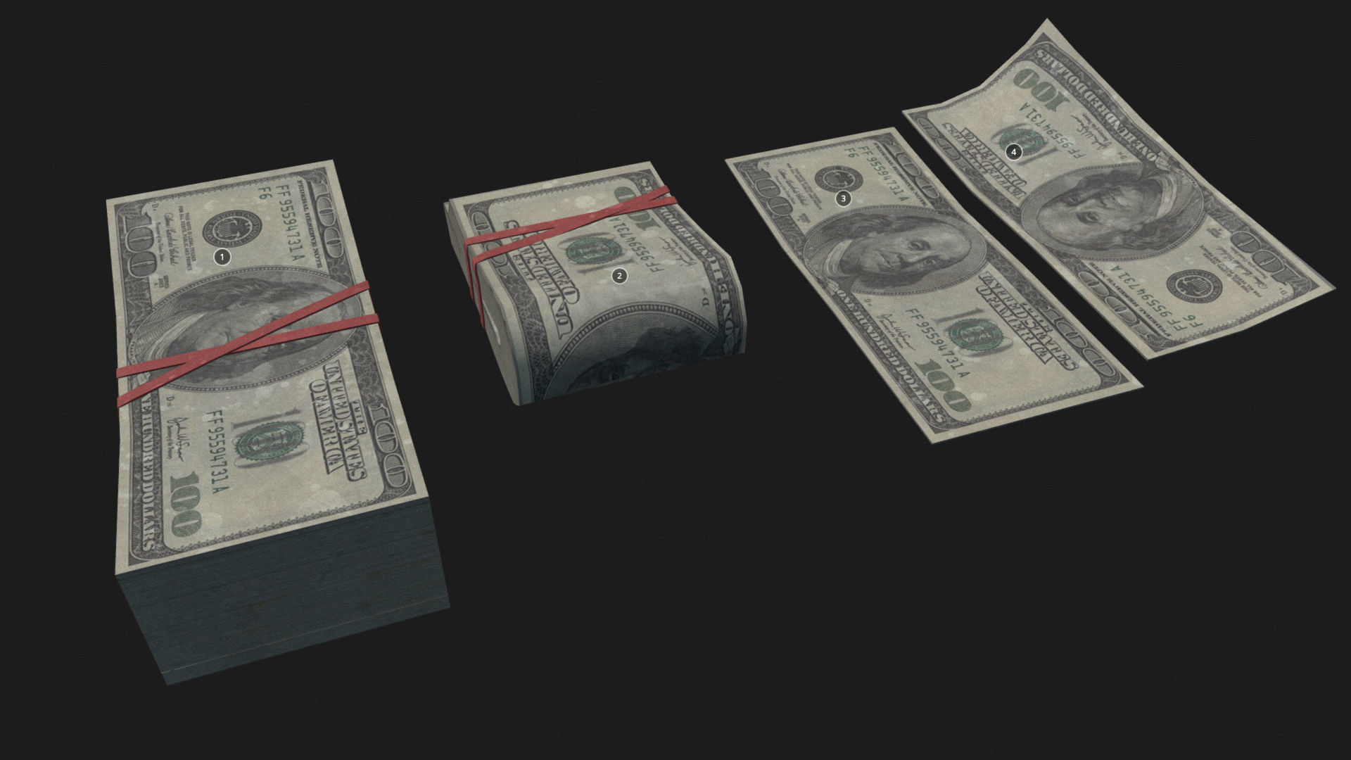 Money USD Pack Low-poly 3D model_8
