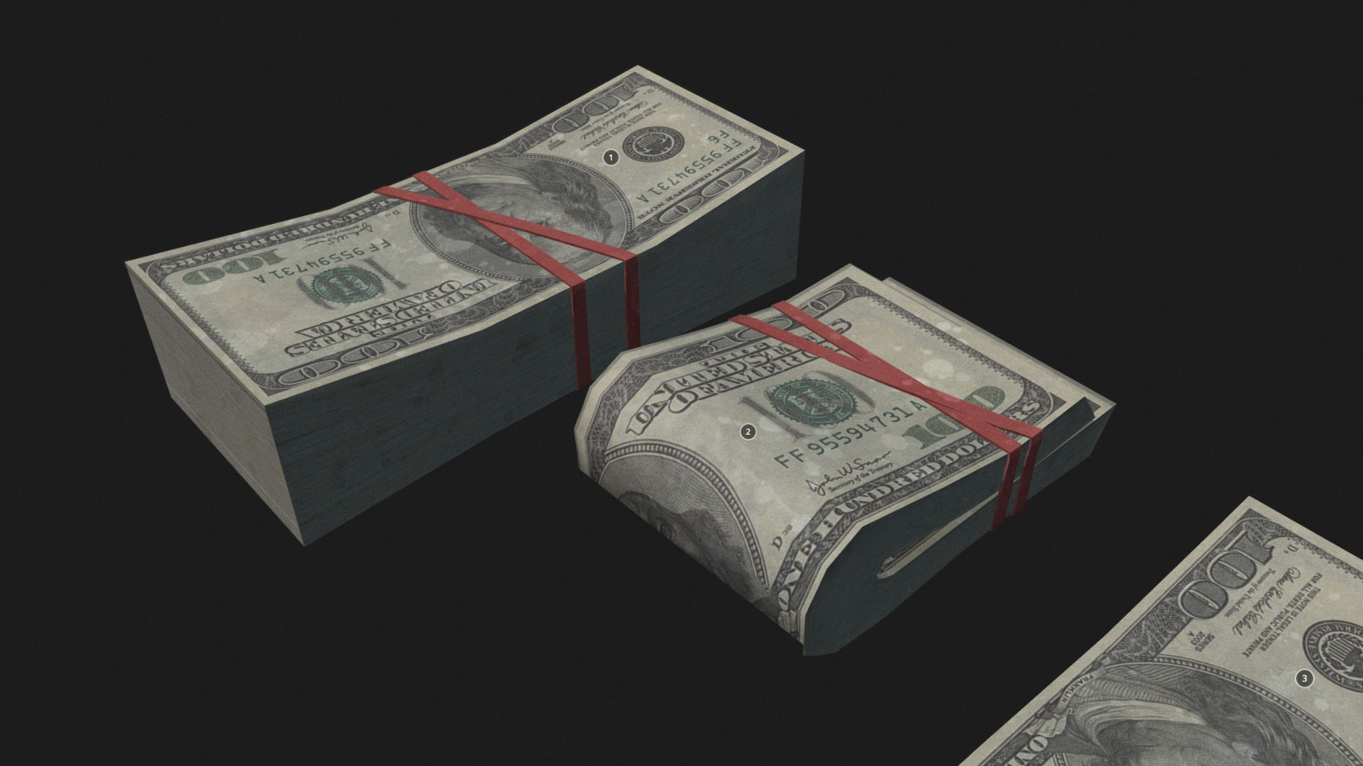 Money USD Pack Low-poly 3D model_9