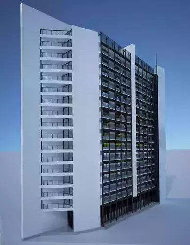 Residential Building 3D model high detailed 
