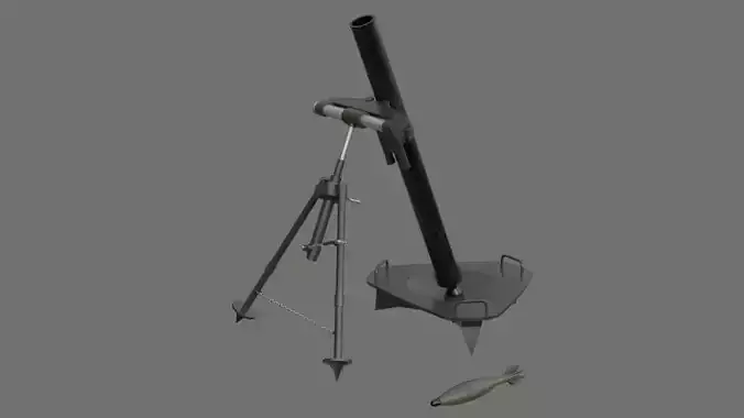 Mortar 1A Low-poly 3D model