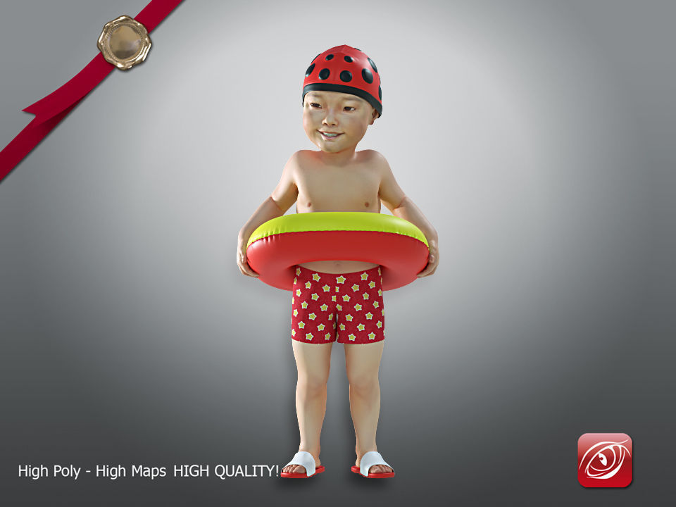 Swimming pool Child Male model AAS 002 3D model_9