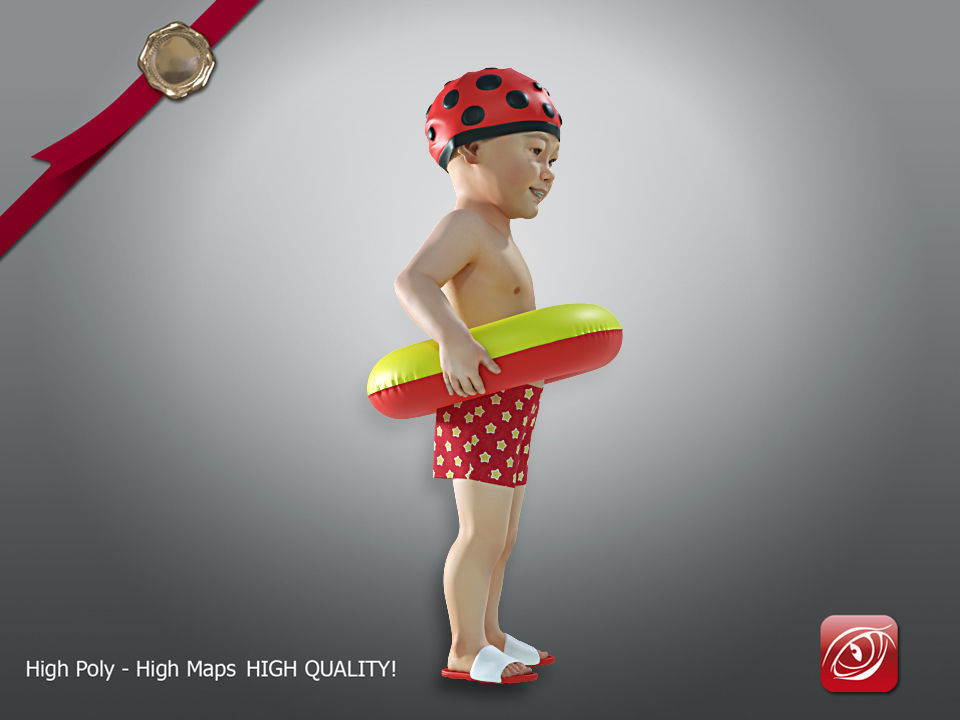 Swimming pool Child Male model AAS 002 3D model_7