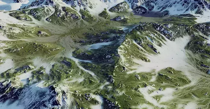 Green Hills Mountains Low-poly 3D model