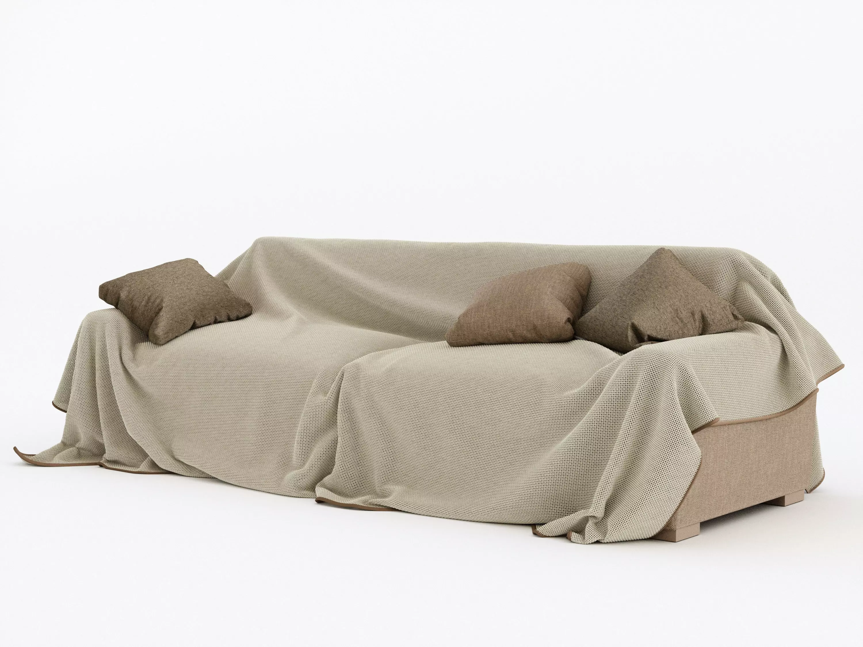 Sofa with cover and pillows 3D model