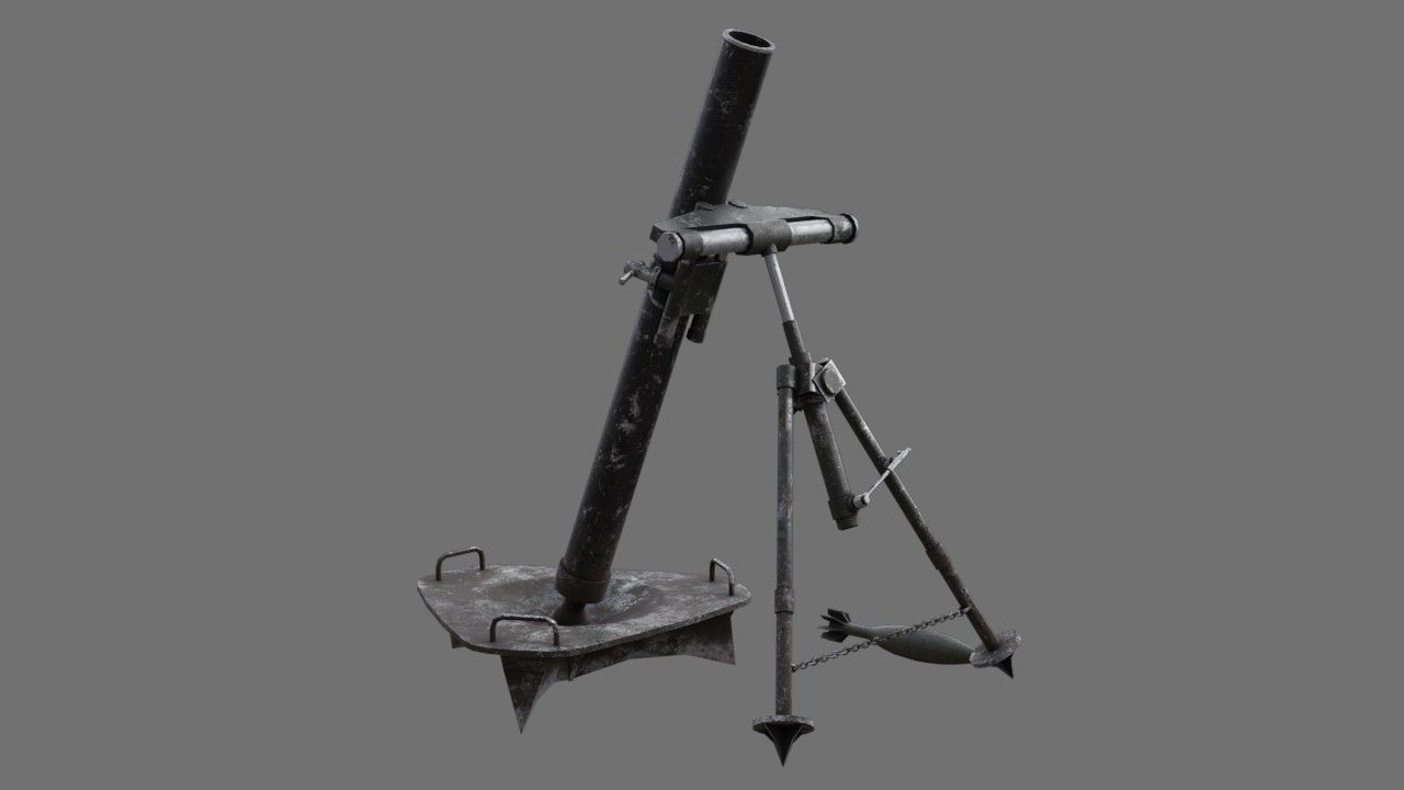 Mortar 1B Low-poly 3D model_1