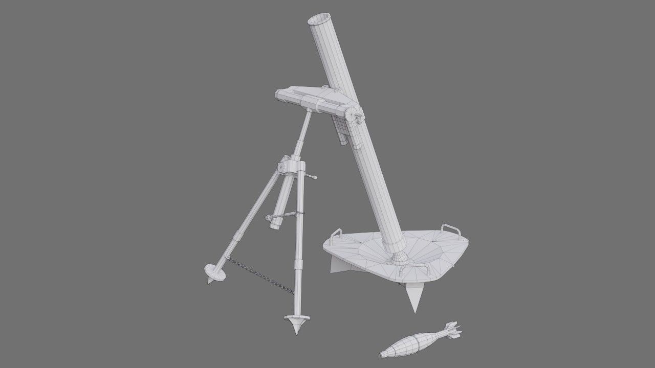 Mortar 1B Low-poly 3D model_6