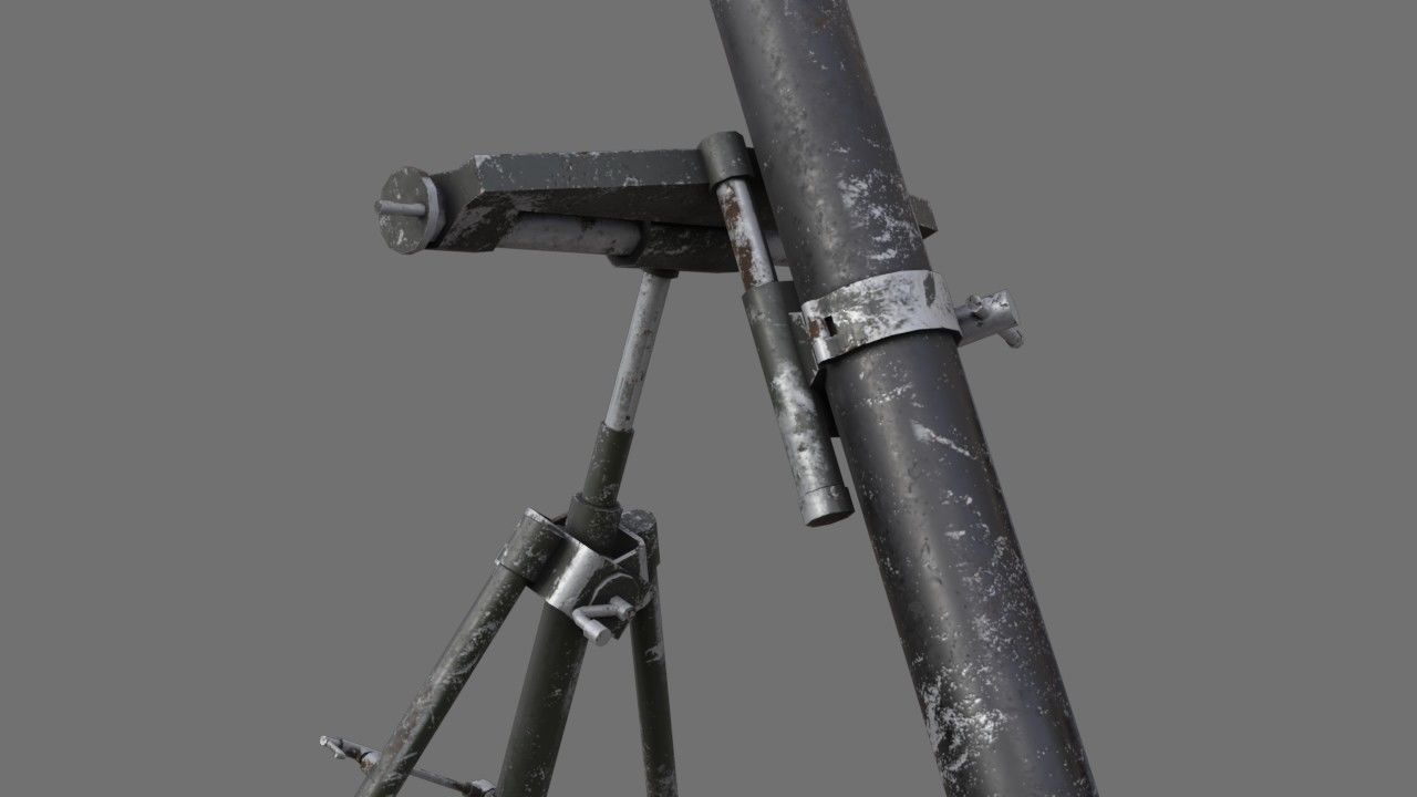 Mortar 1B Low-poly 3D model_5