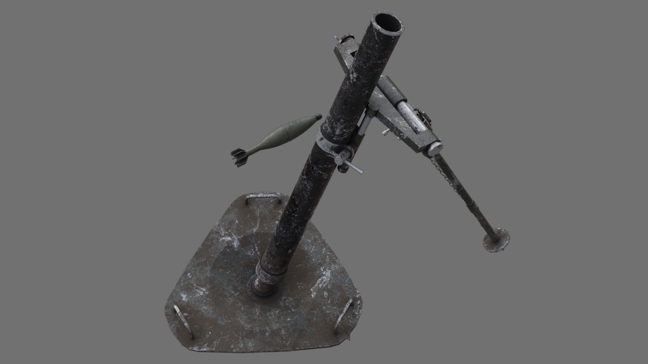Mortar 1B Low-poly 3D model_2