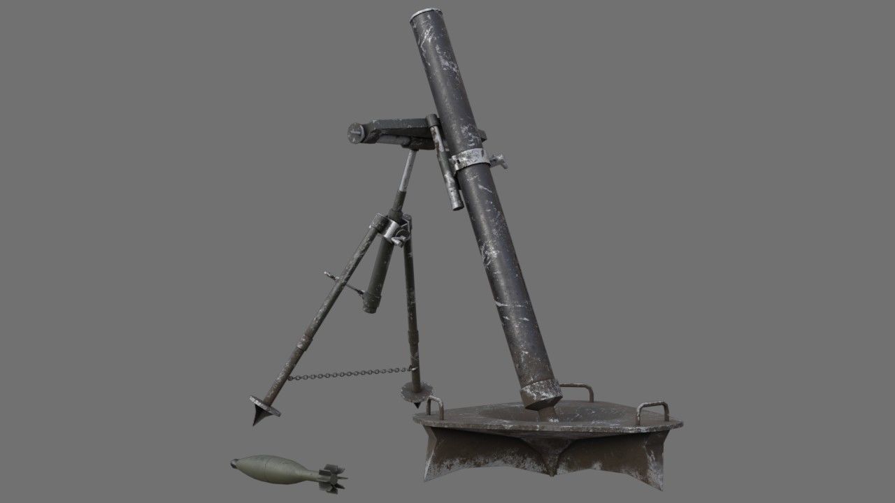 Mortar 1B Low-poly 3D model_3