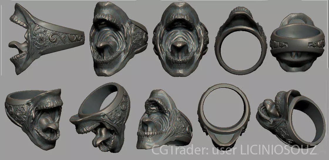 Skull Floral Ring 02 - The Mouth 3D print model