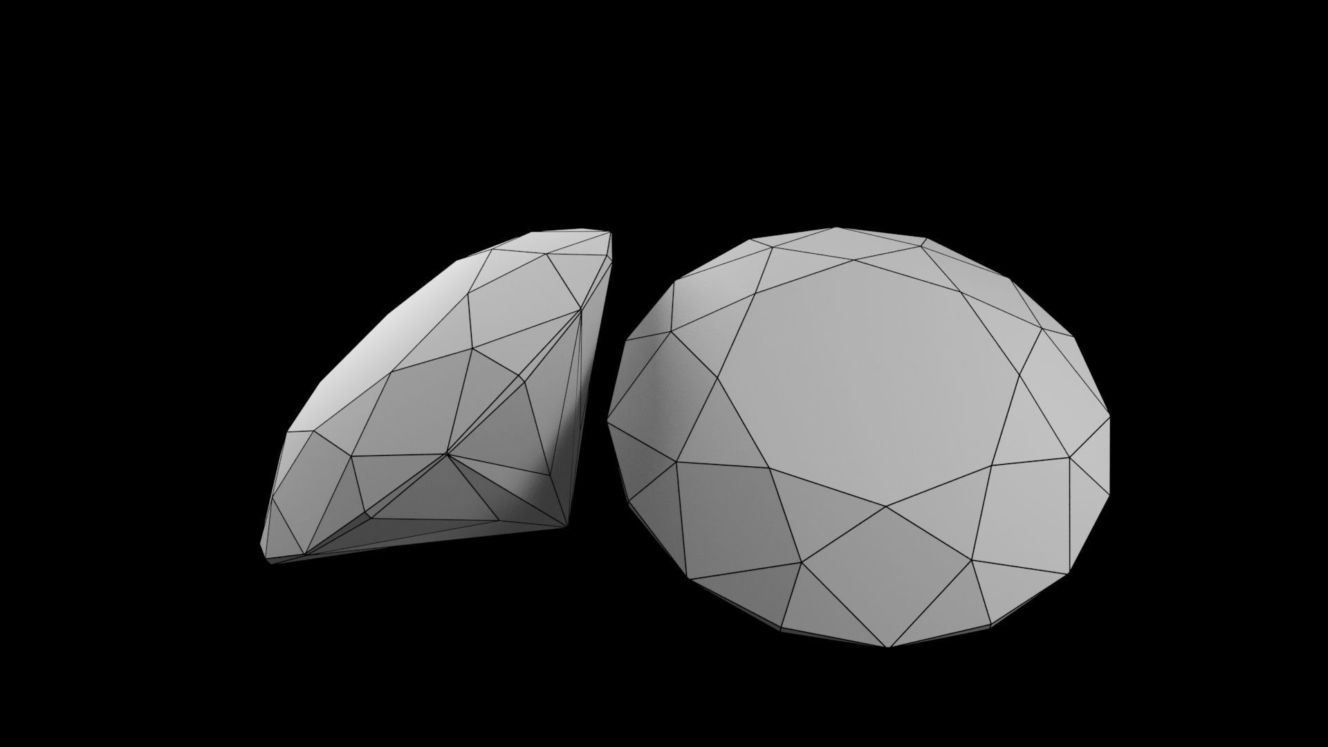 Diamonds two orange Free low-poly 3D model_1
