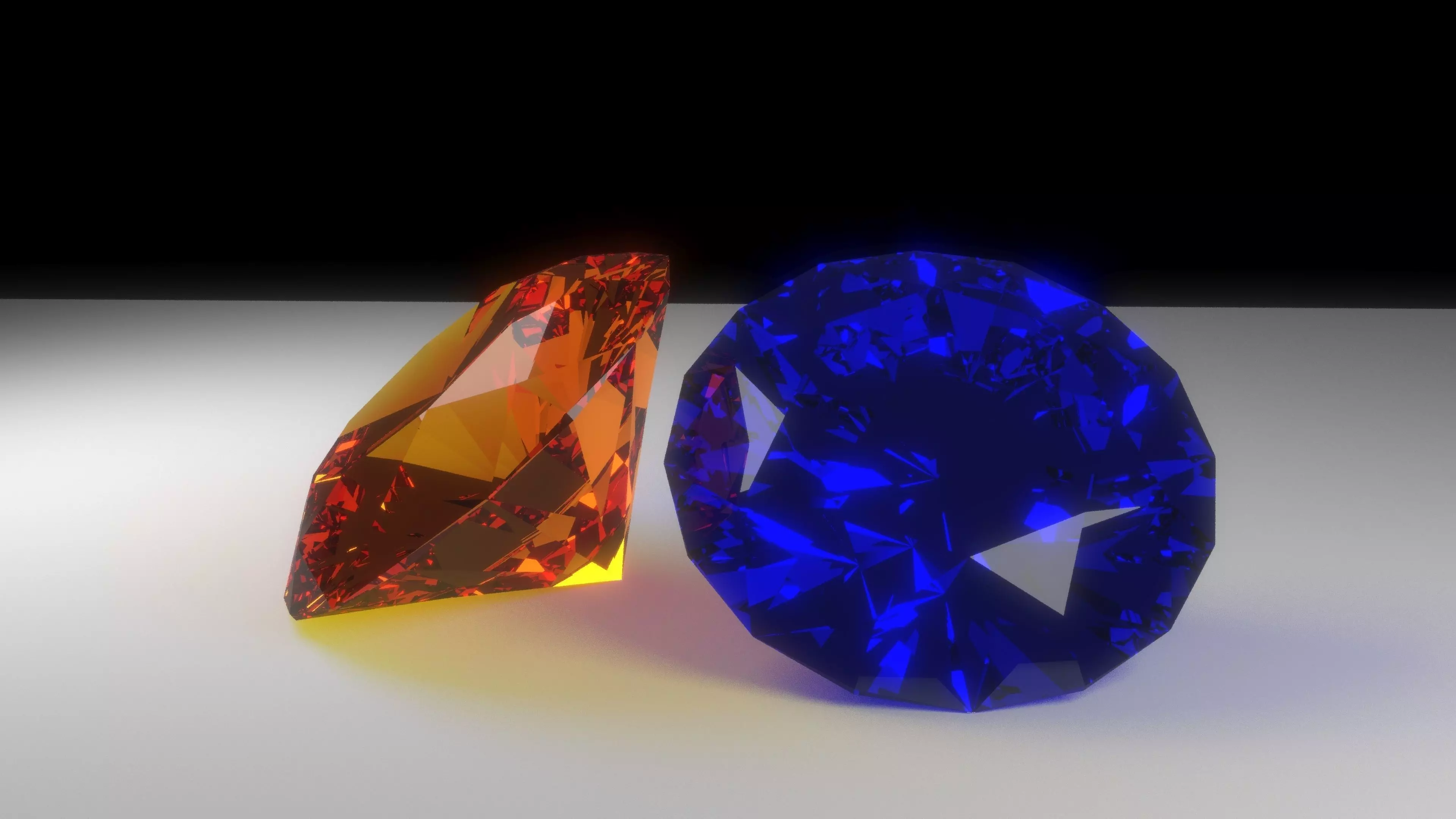 Diamonds two orange Free low-poly 3D model_0