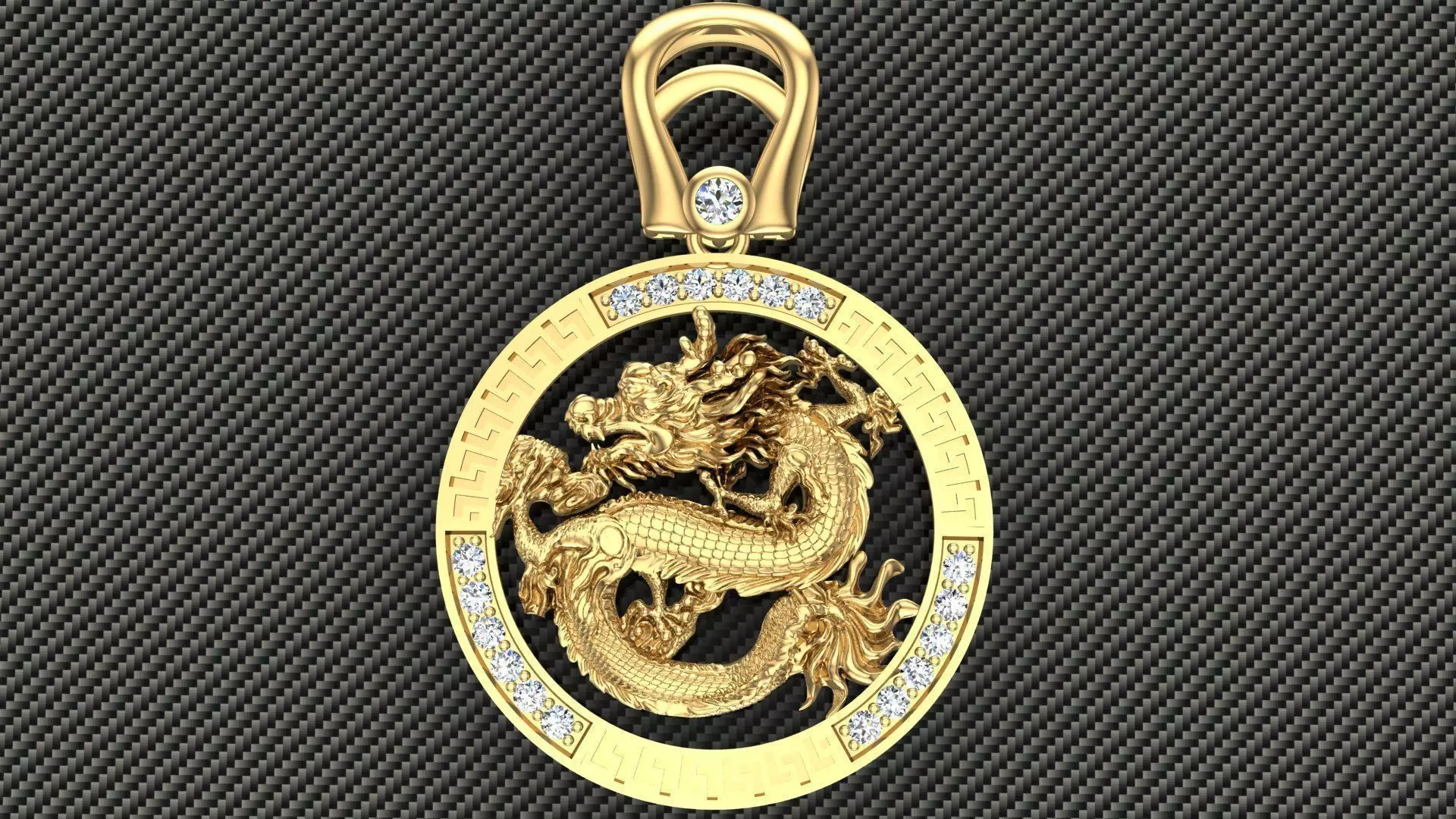 Dragon Pendant modern diamond jewelry 3D print model_0