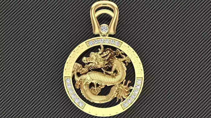 Dragon Pendant modern diamond jewelry 3D print model