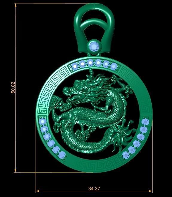 Dragon Pendant modern diamond jewelry 3D print model_1