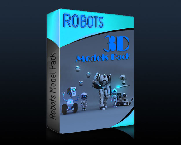 Rigged Robots Collection Low-poly 3D model