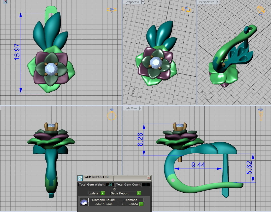 Flower design earrings 3d print model 3D print model_2