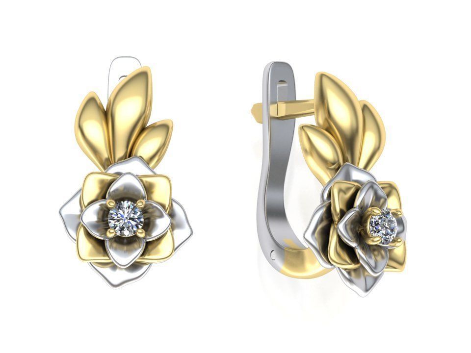 Flower design earrings 3d print model 3D print model_1