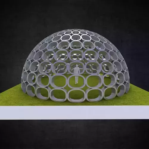 Dome structure with round panels geodesic shape Low-poly 3D model