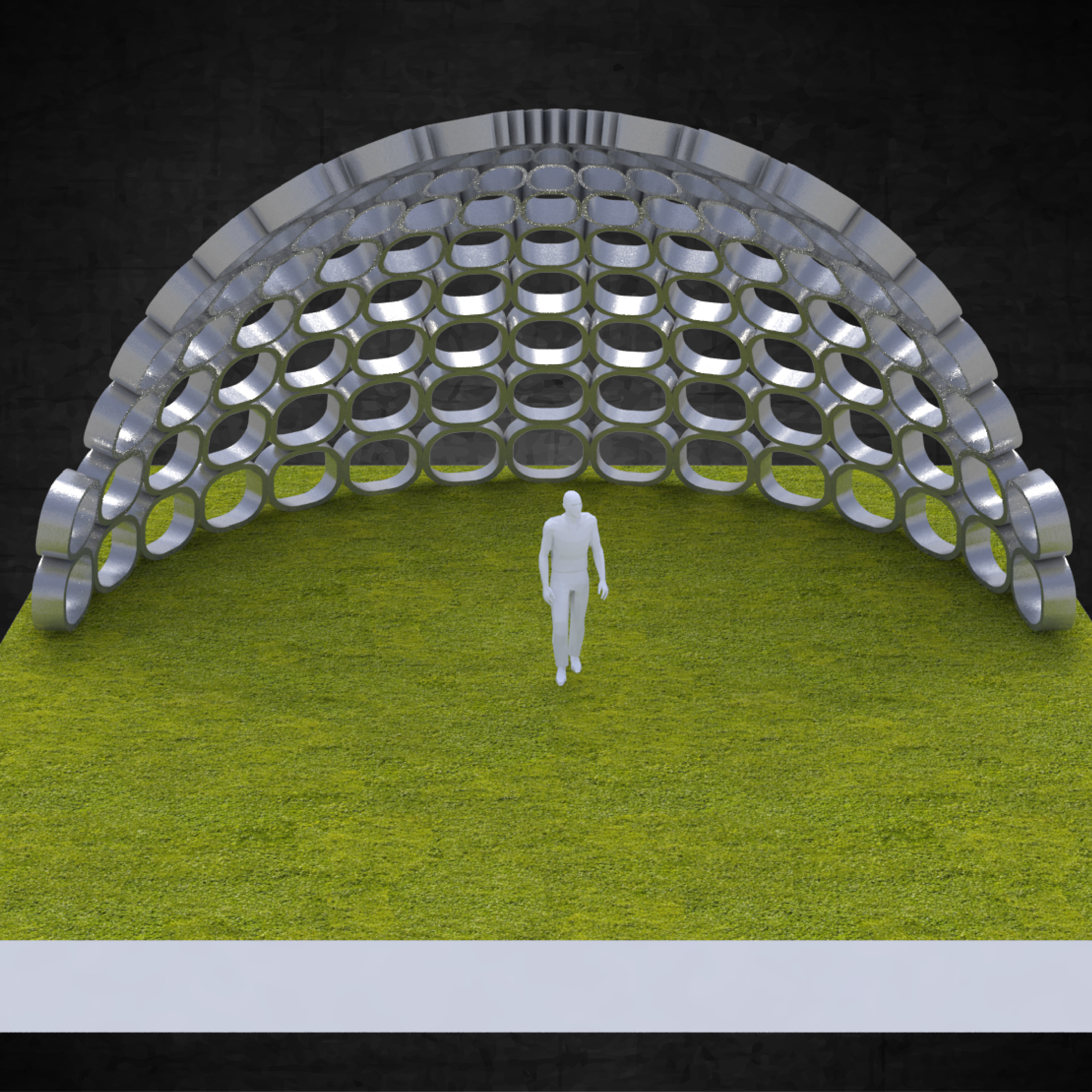 Dome structure with round panels geodesic shape Low-poly 3D model_3