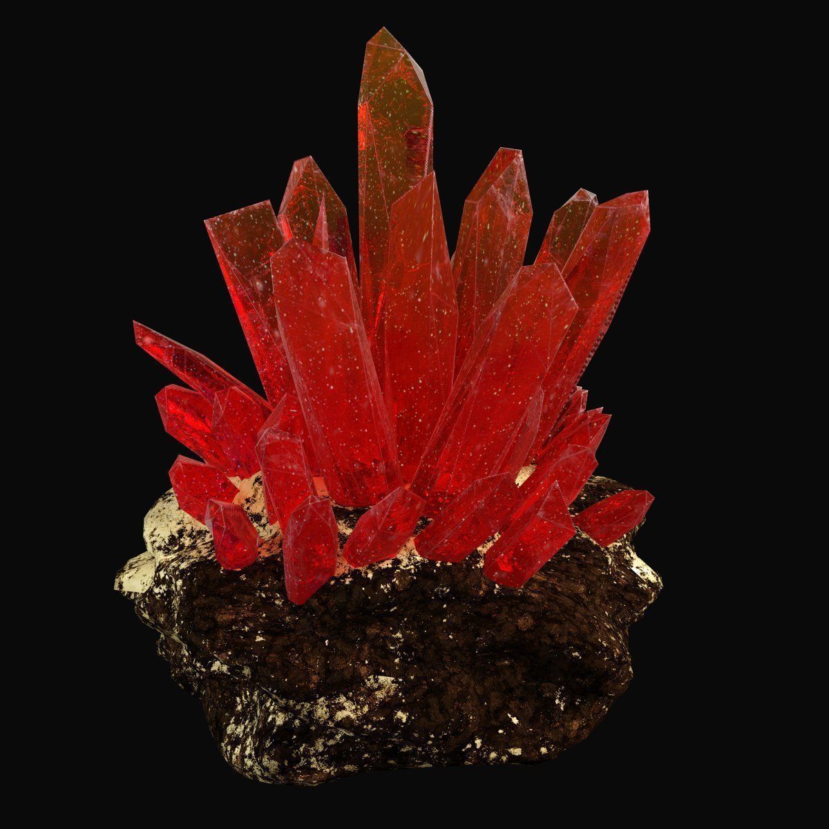 Red crystal 3D model_3