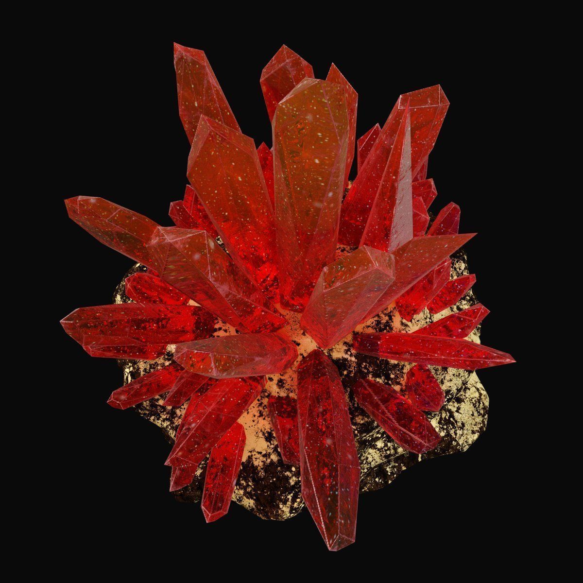 Red crystal 3D model_4