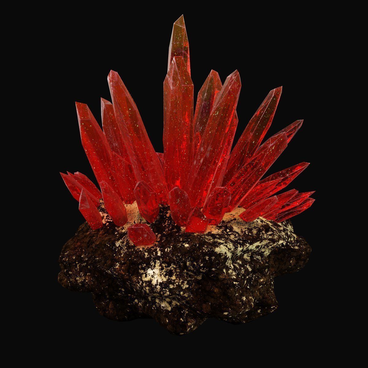 Red crystal 3D model_2