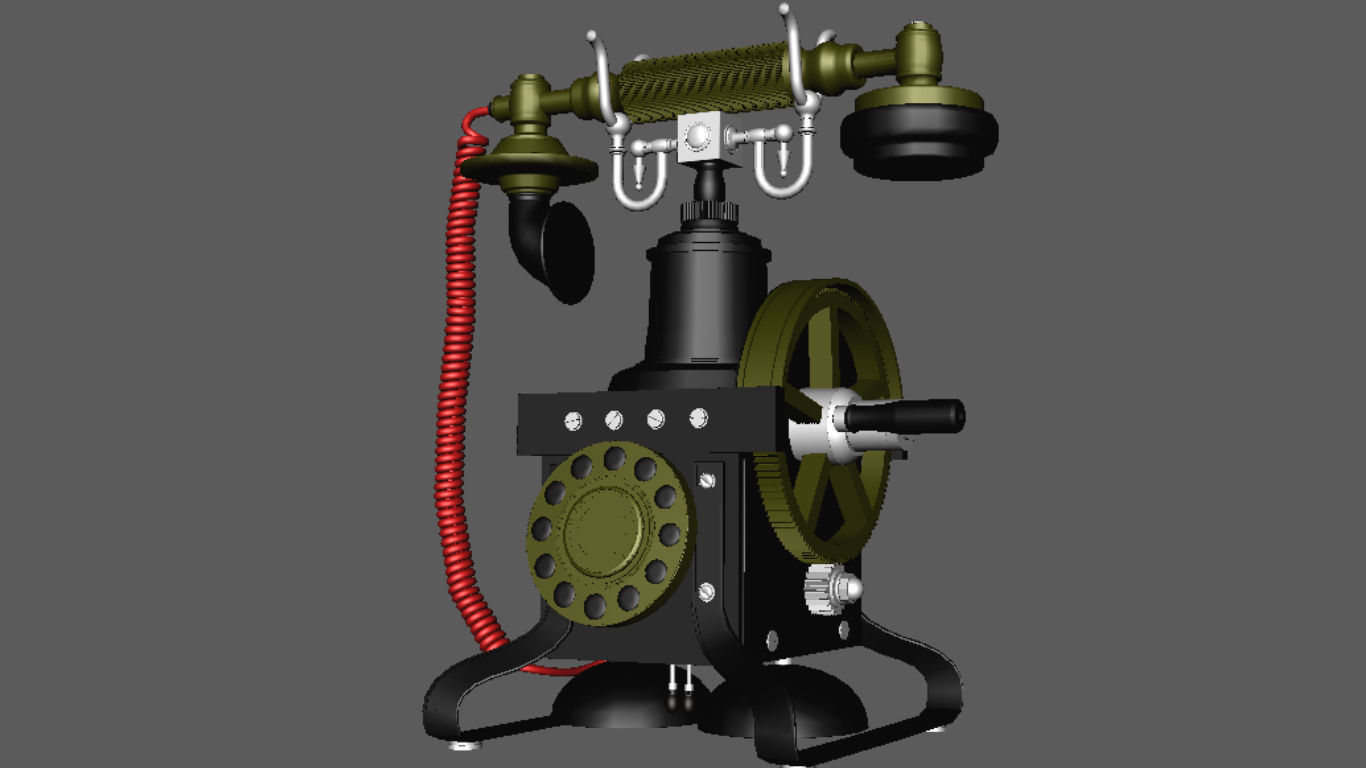STEAMPUNK PHONE  Free low-poly 3D model_1