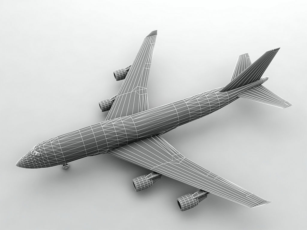 Boeing 747-400 Airliner - Qantas Airlines Low-poly 3D model_2