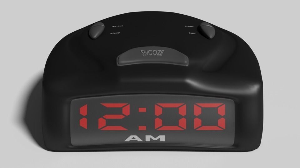 Modern Digital Alarm Clock Low-poly 3D model_2