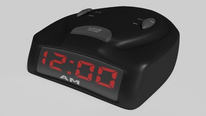 Modern Digital Alarm Clock Low-poly 3D model