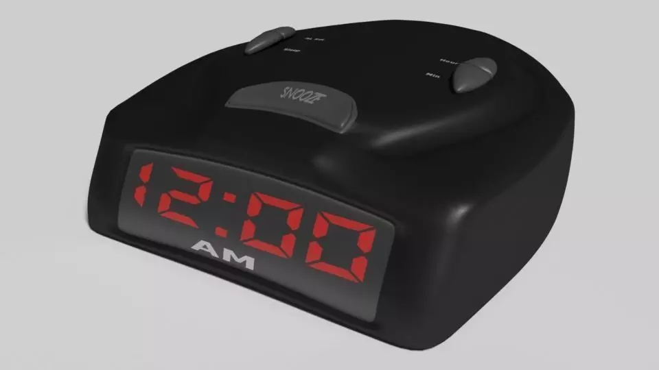 Modern Digital Alarm Clock Low-poly 3D model_0