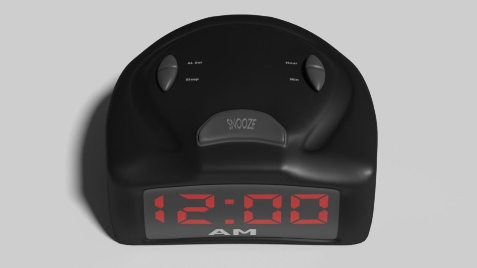 Modern Digital Alarm Clock Low-poly 3D model_1