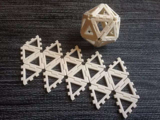 Hinge snap Icosahedron net Free 3D print model_0