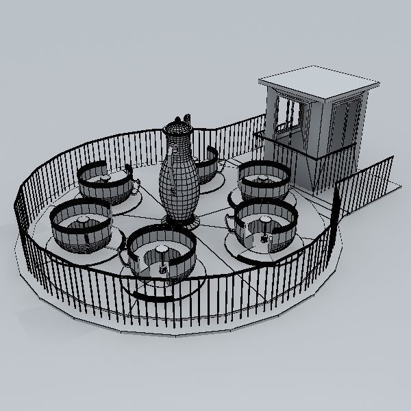 Tea Cup Ride  Low-poly 3D model_7