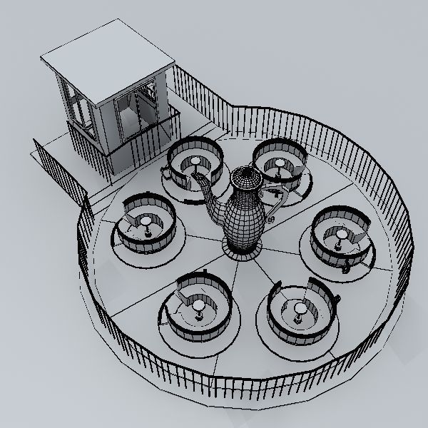 Tea Cup Ride  Low-poly 3D model_6